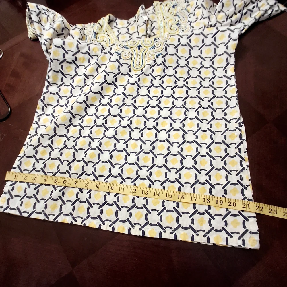 Barbara Gerwit Embellished Geometric Print Cover-Up Tunic Top Women Size Large - Picture 15 of 16